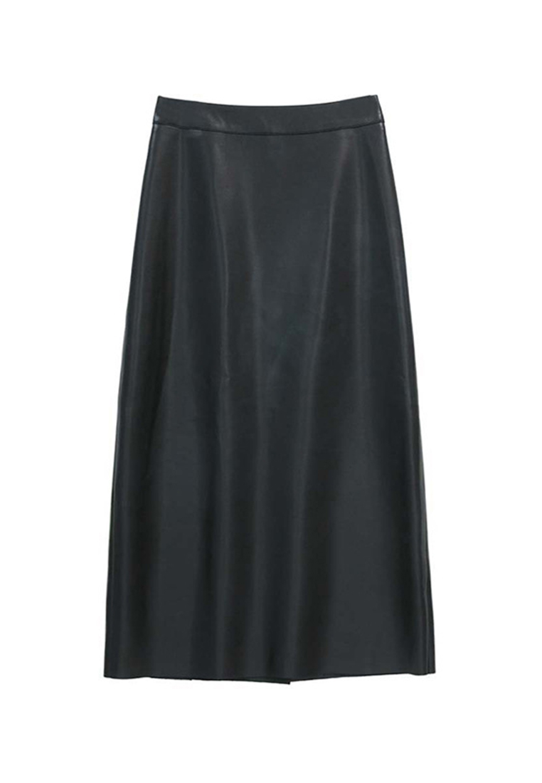 Autumn and winter simple style design slit skirt PU leather skirt CA120426BK