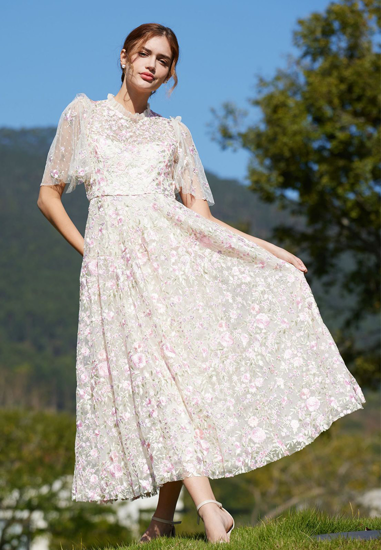 2024 New Cheongsam floral mesh dress CA24031926PI