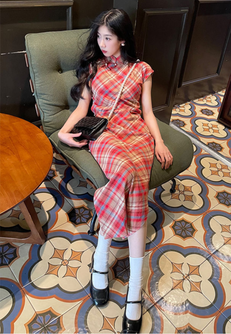 New Retro Luxury slim-fit dress CA25121526RD