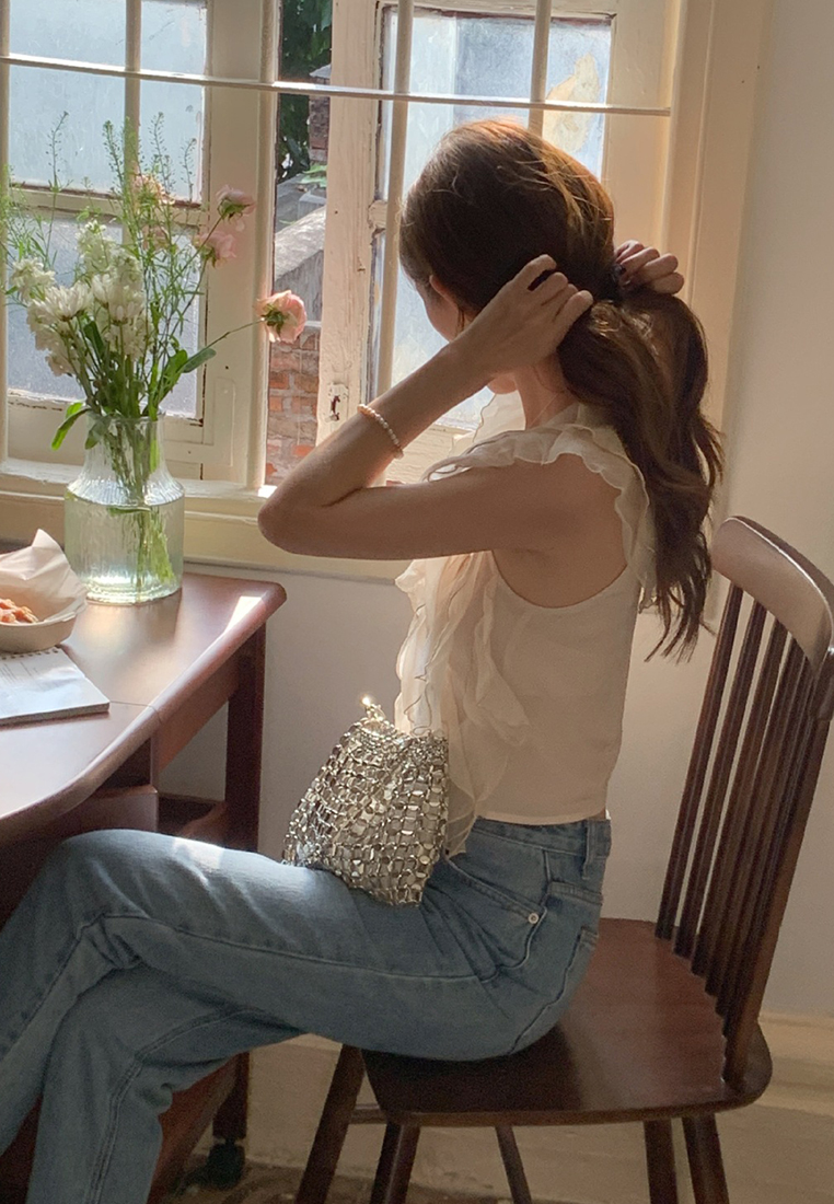 New summer French style off-shoulder ruffled shirt CA25042926BE