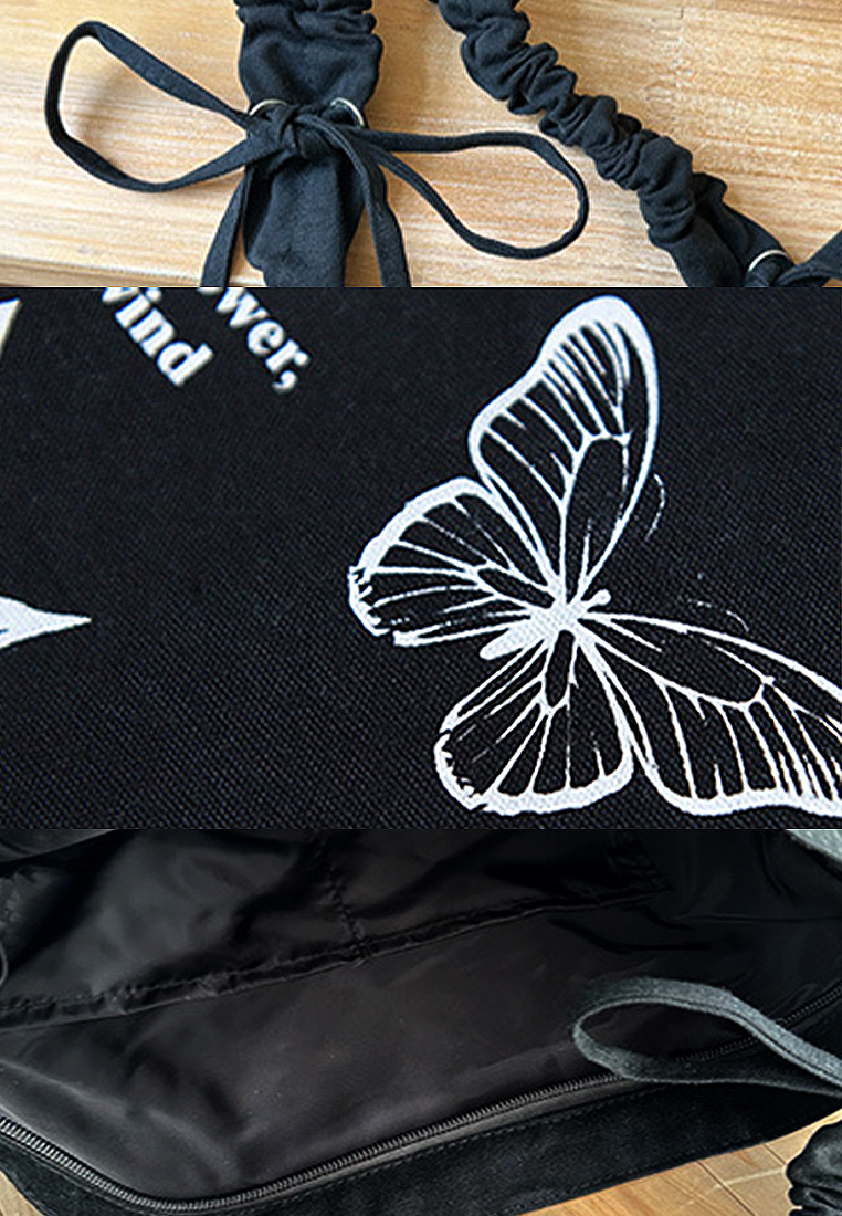 2024 Large capacity black and white crossbody shoulder bag CA24032326BK