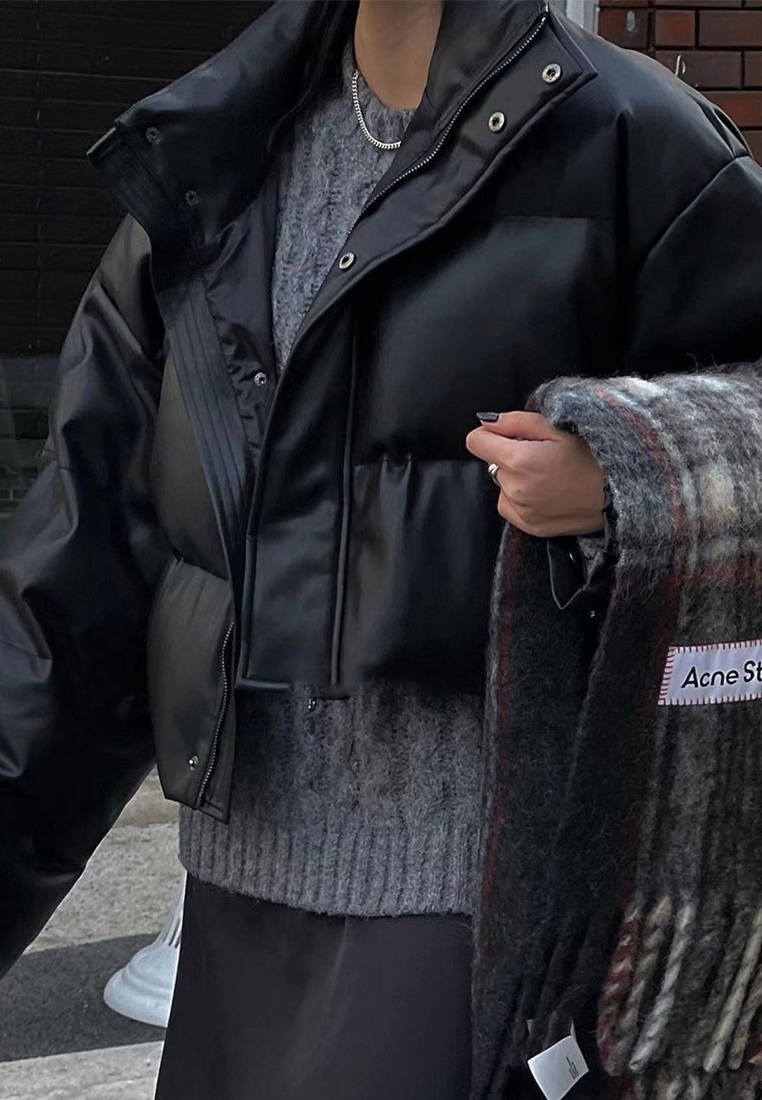 Winter vintage high-end stand up collar warm down jacket CA241128126BK