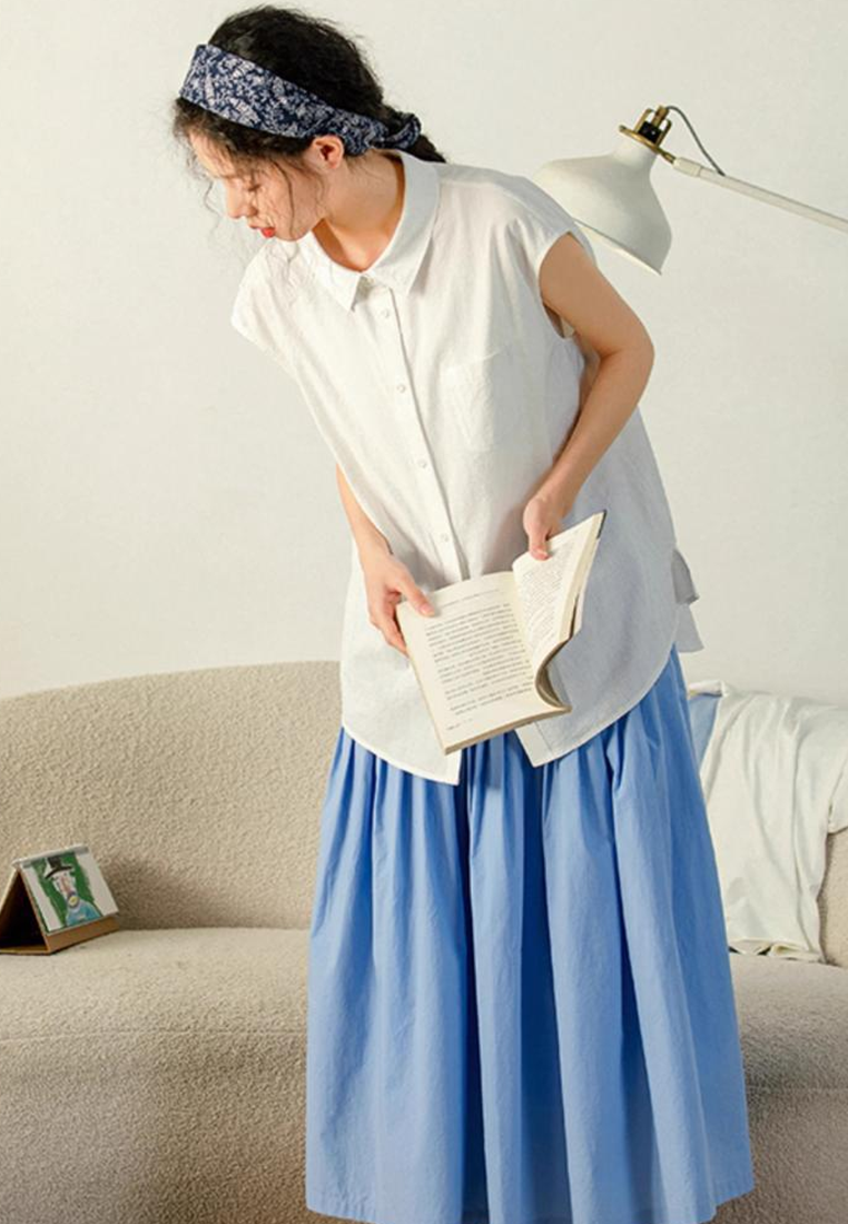 Summer Japanese casual cotton and linen solid color shirt CA25070926GR