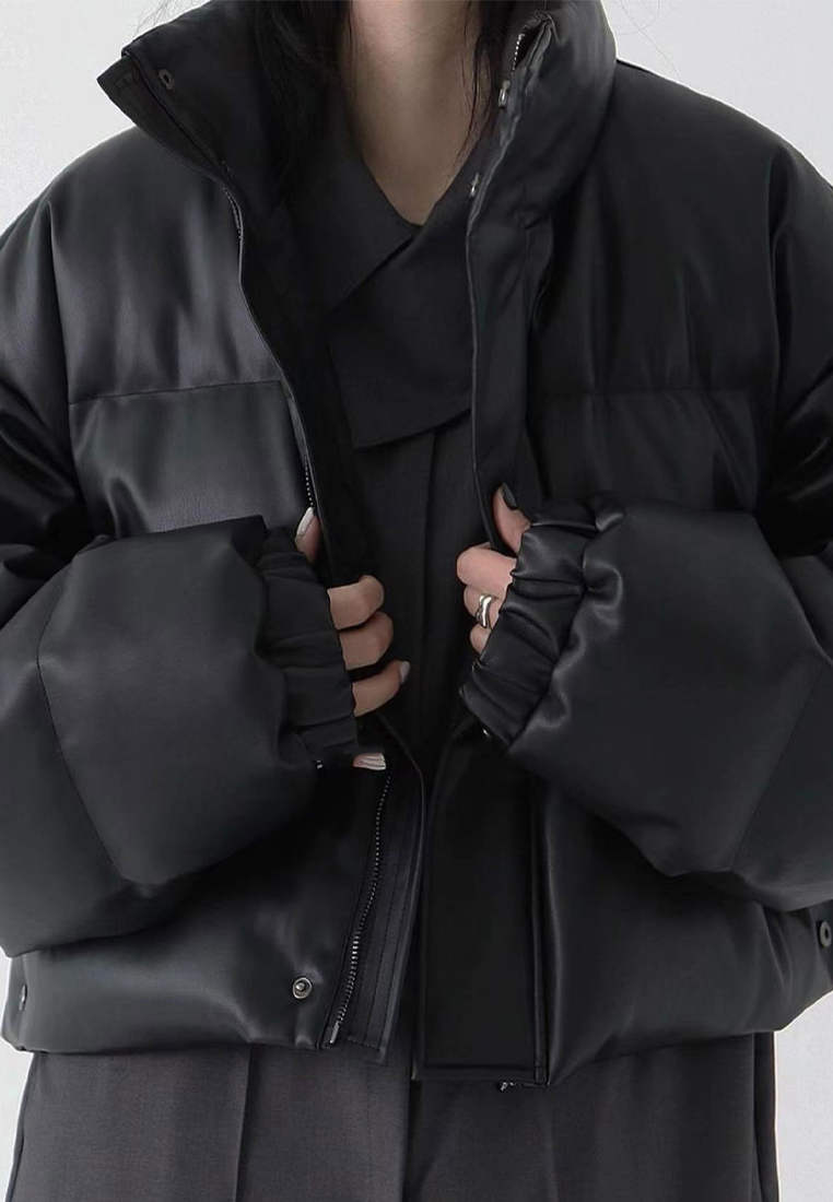 Winter vintage high-end stand up collar warm down jacket CA241128126BK