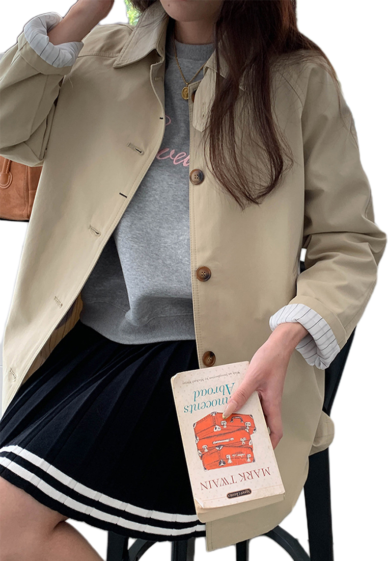 Long lapel casual windbreaker jacket CA24111226BW