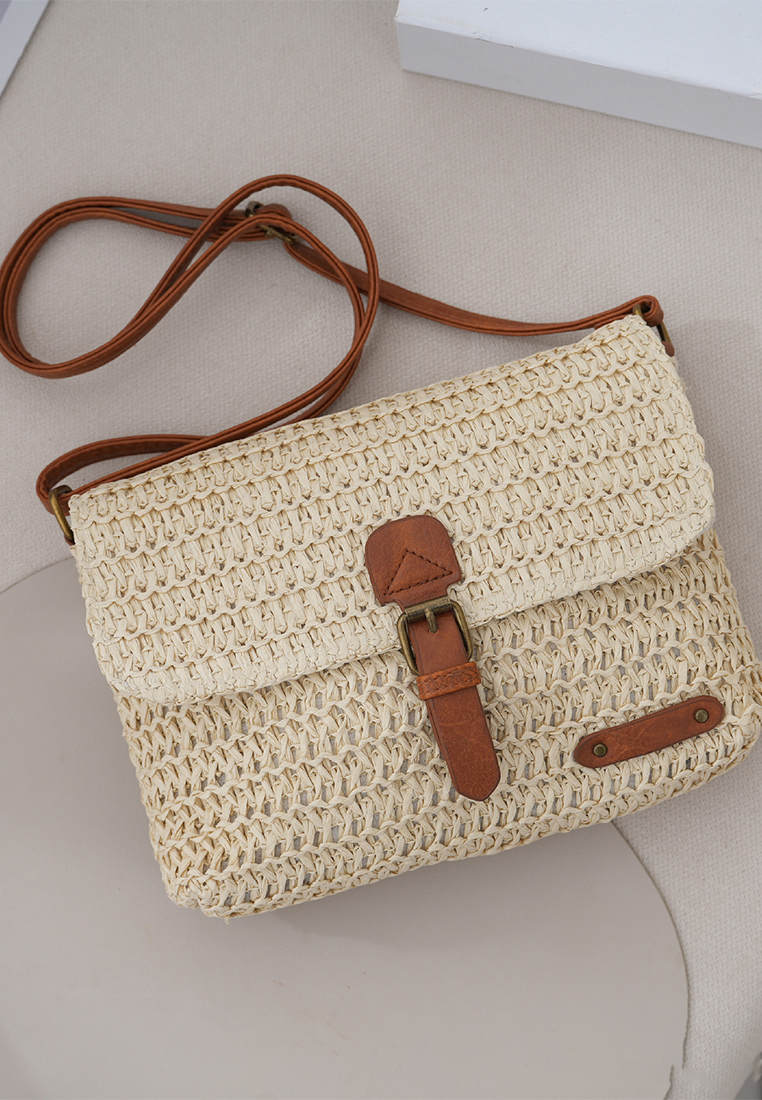 Retro summer straw crossbody beach bag CA25042327BE
