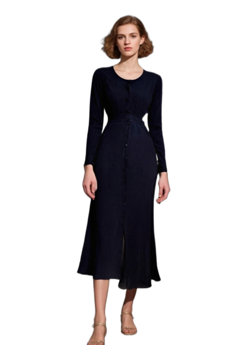 New round neck slim knit sweater dress CA25091427W