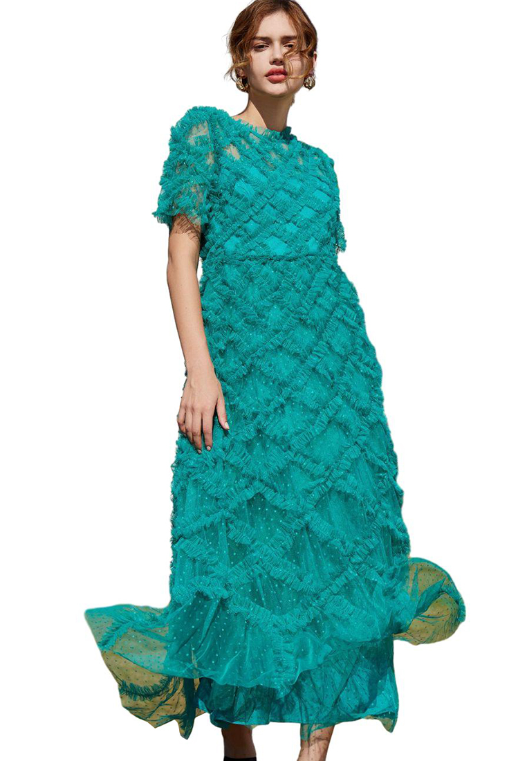 2024 Round neck short sleeved high waisted dress CA24031927GR