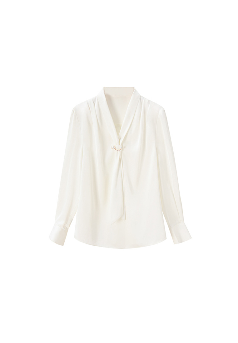 Pearl Button Satin Women's Top CA24091127W