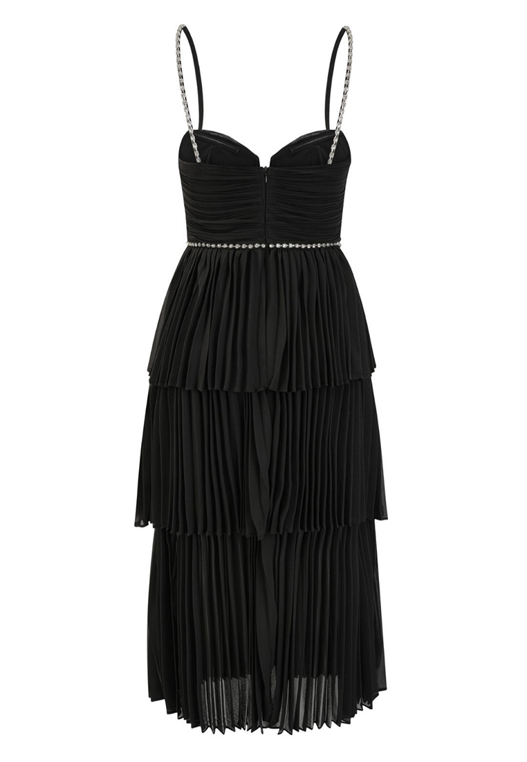 High Waisted Embellished Luxury Quality Black Dress CA090827