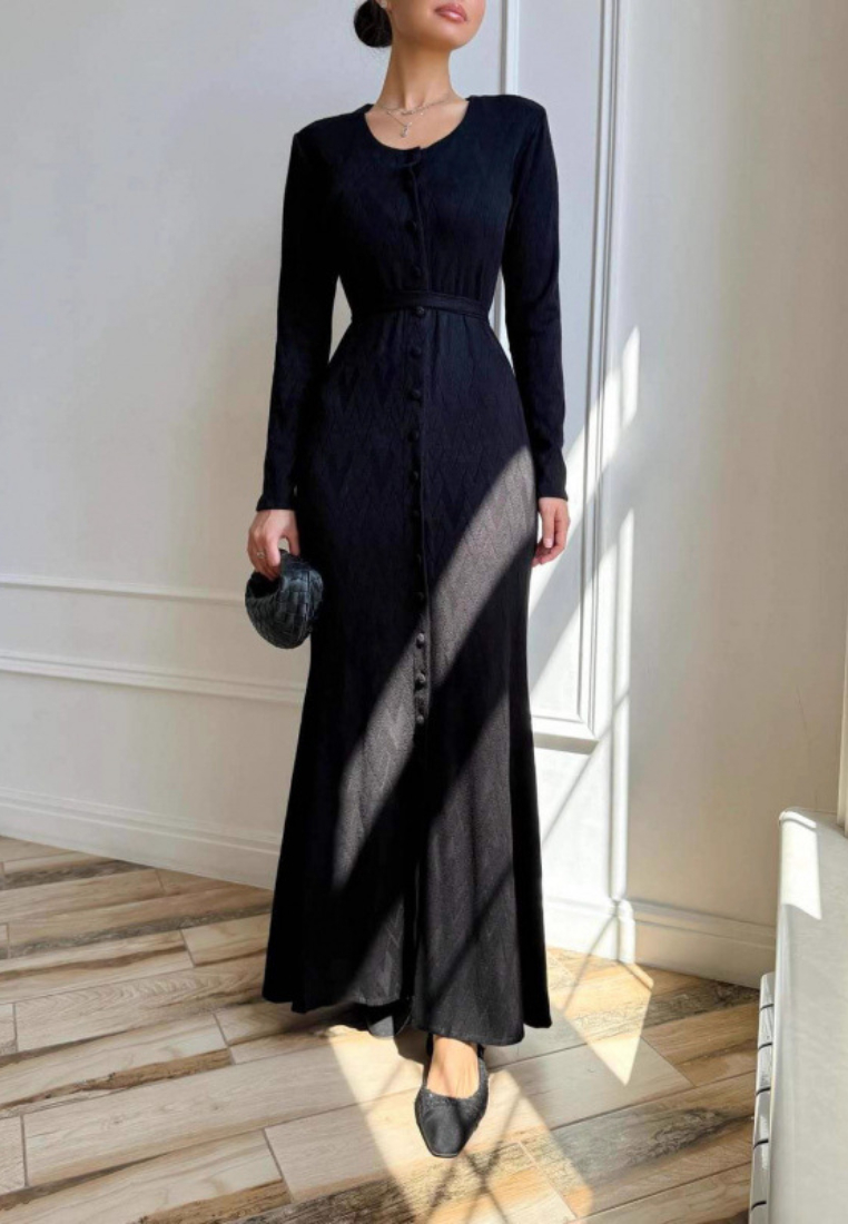 New round neck slim knit sweater dress CA25091427W