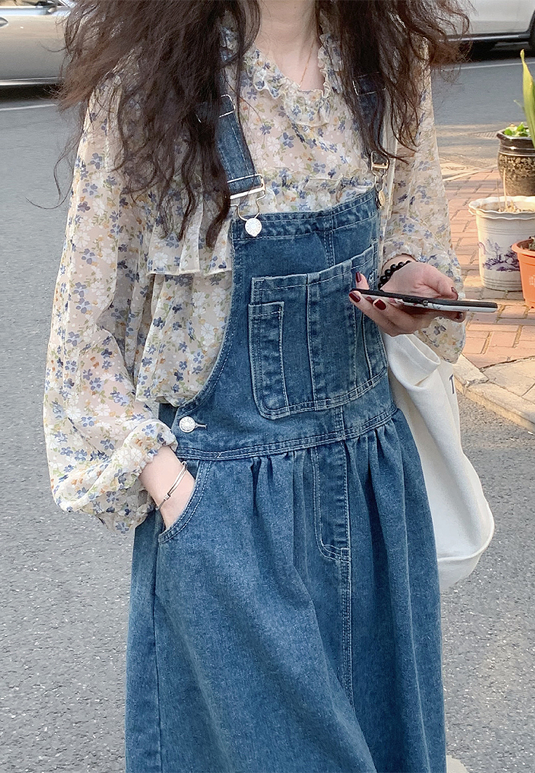 New spring denim strap dress CA24030727