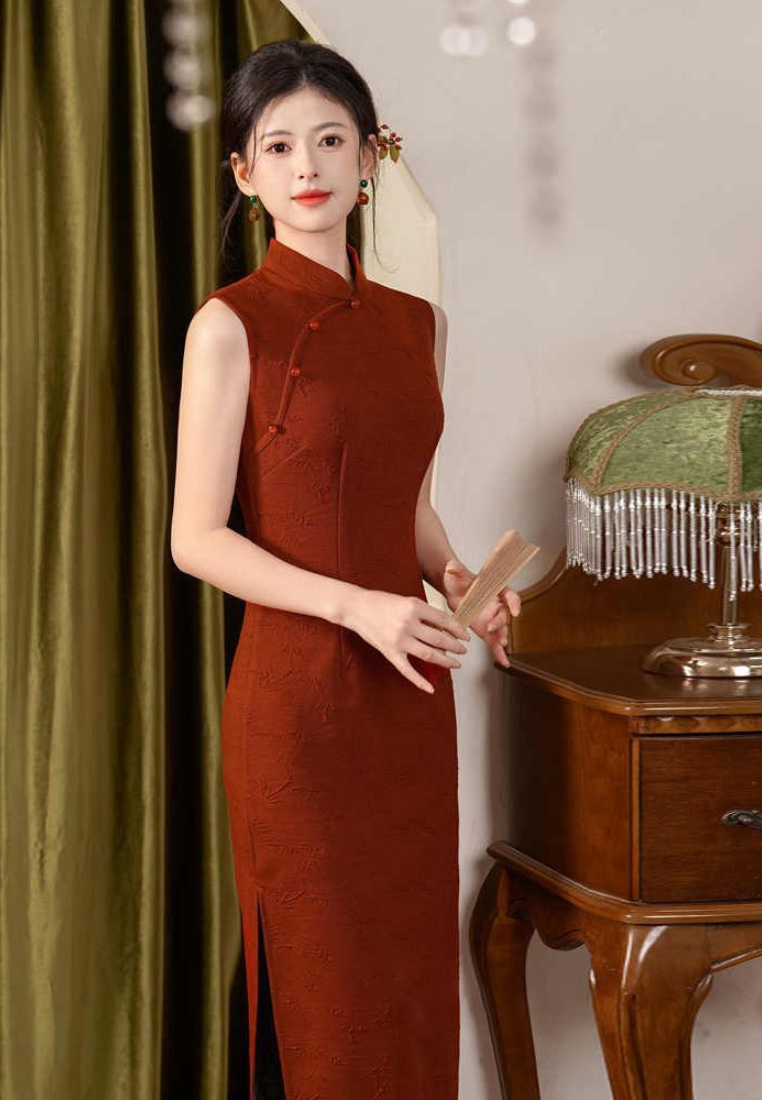 New Retro Luxury sleeveless cheongsam dress CA25121527