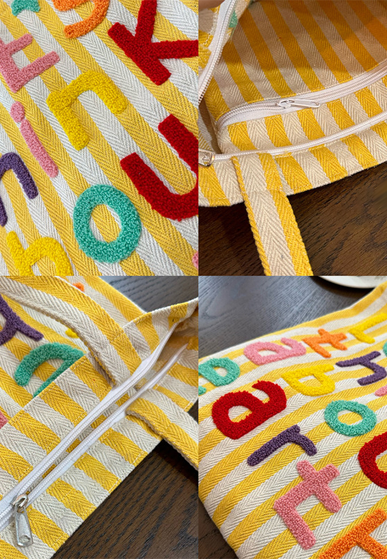 2024 Embroidered Colorful Canvas Shoulder Bag CA24032327YE