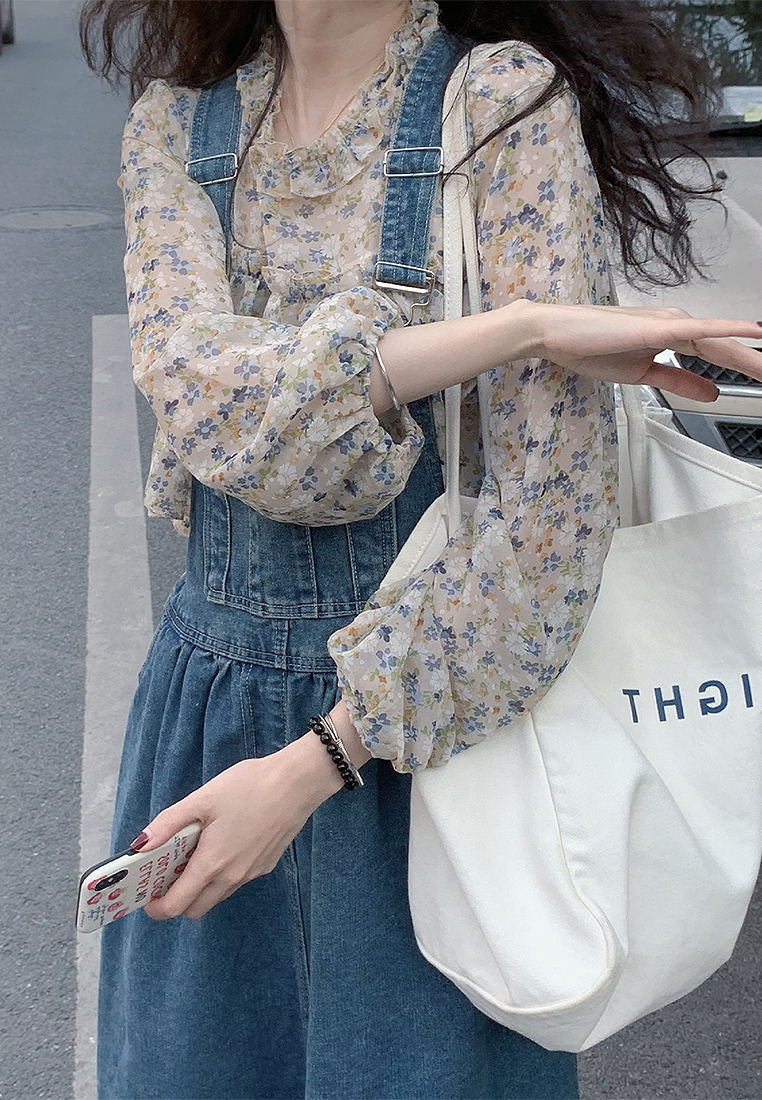 New spring denim strap dress CA24030727