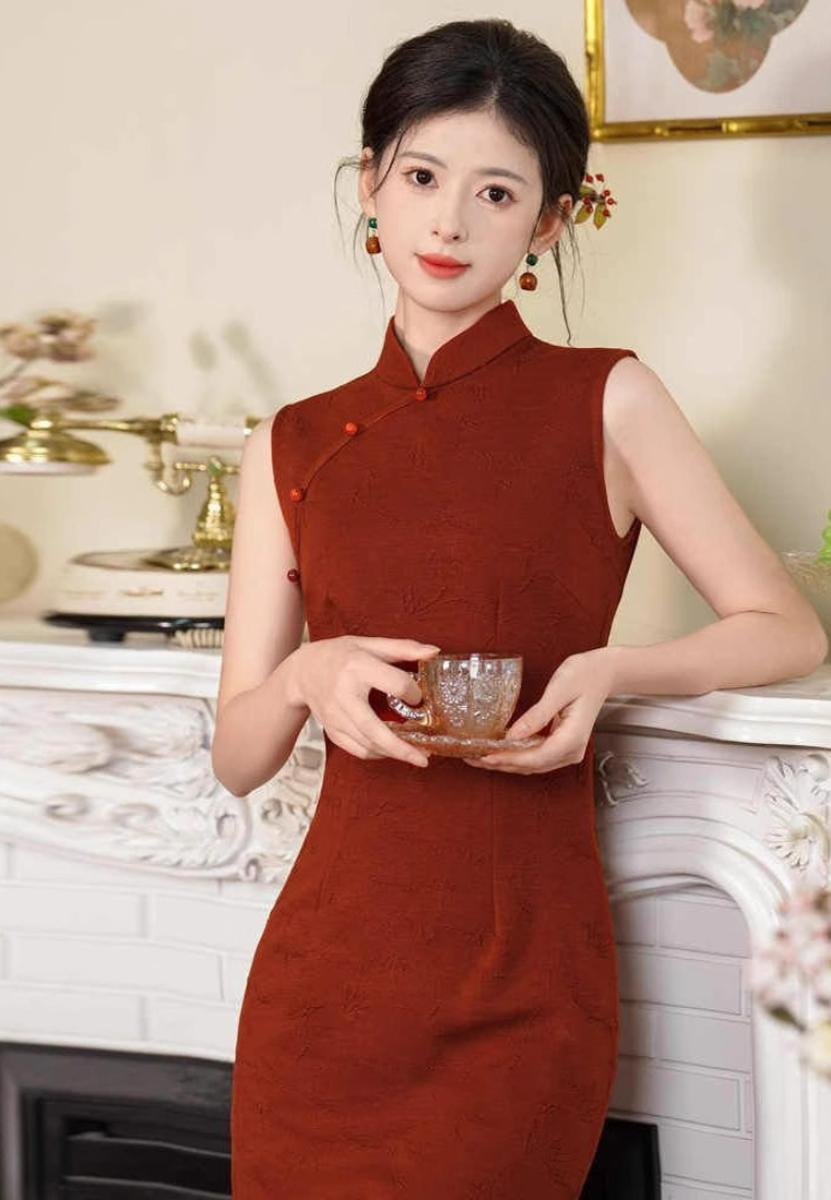 New Retro Luxury sleeveless cheongsam dress CA25121527