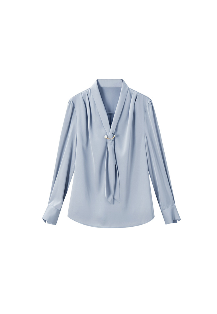 Pearl Button Satin Women's Top CA24091127W