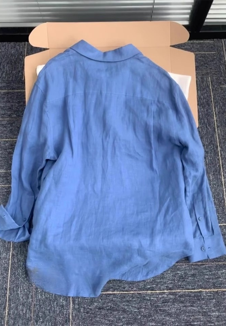 Summer Thin Klein Blue Linen Cotton Sun Protection Shirt CA25061728BL