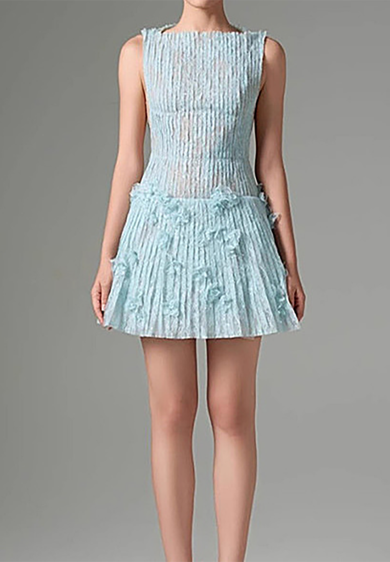 New Sleeveless Pleated Lace 3D Bowknot Dress CA25092527BE