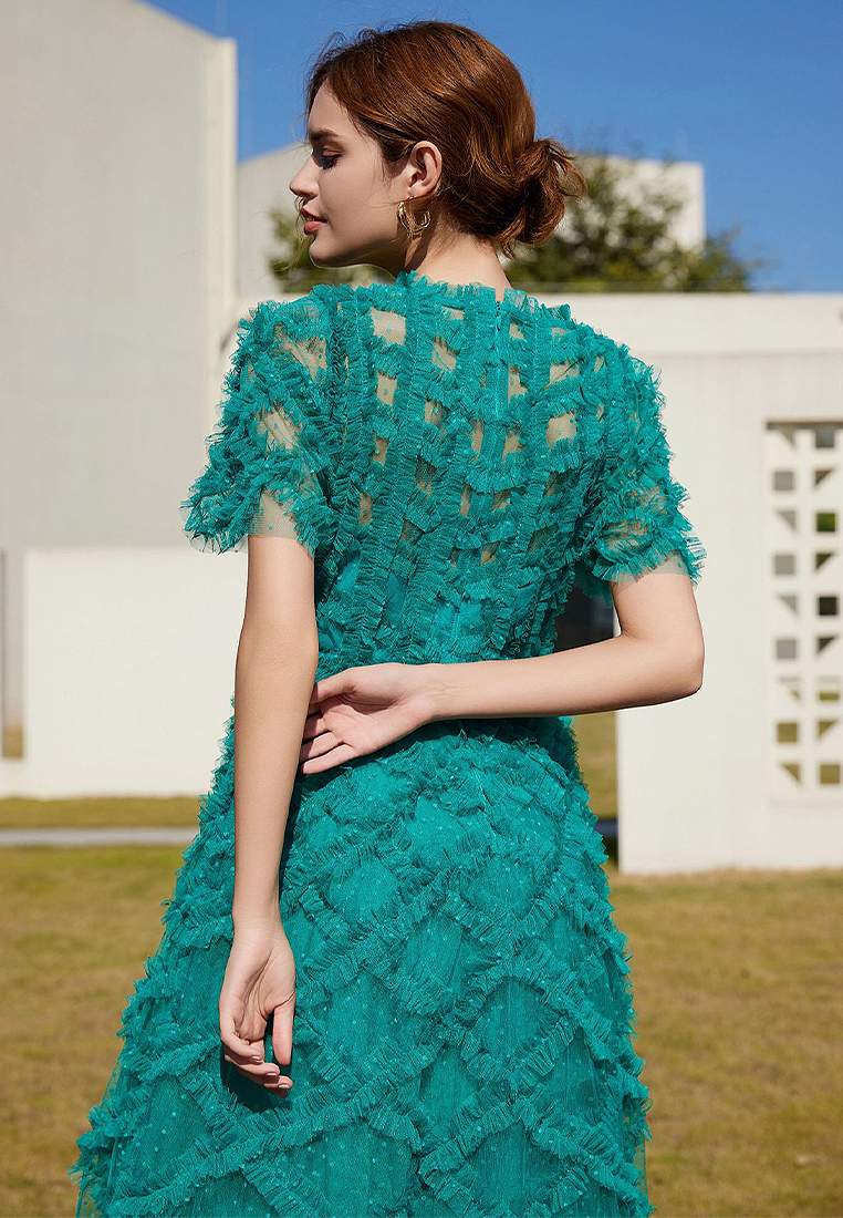 2024 Round neck short sleeved high waisted dress CA24031927GR