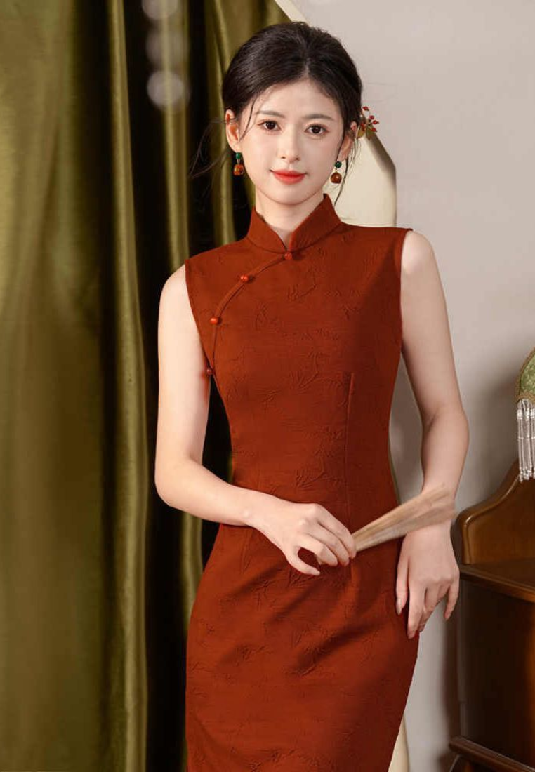New Retro Luxury sleeveless cheongsam dress CA25121527