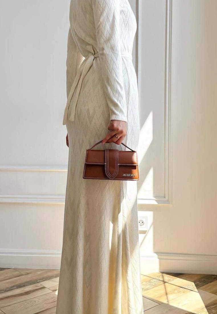 New round neck slim knit sweater dress CA25091427W