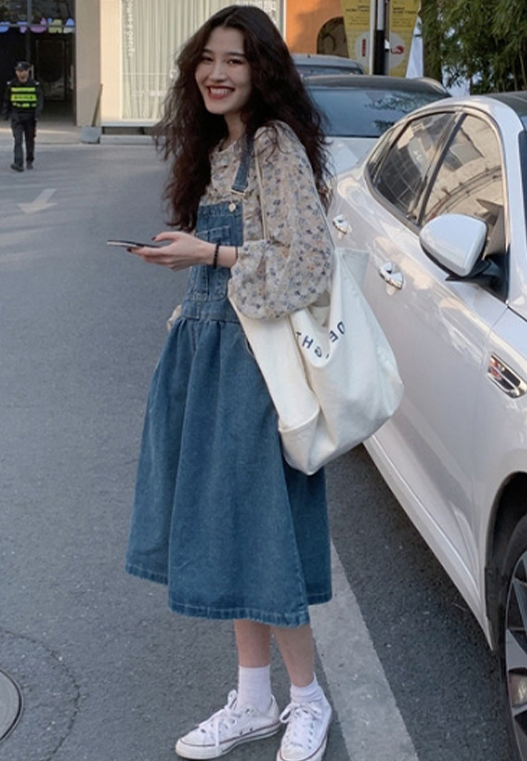 New spring denim strap dress CA24030727