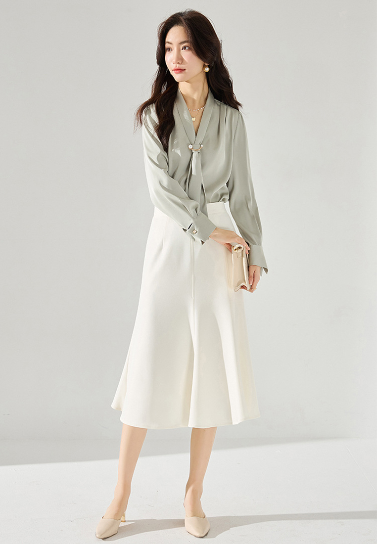 Pearl Button Satin Women's Top CA24091127W