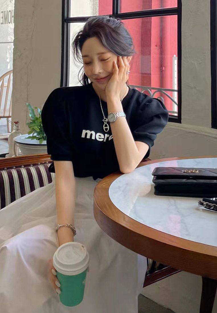 Summer new round neck letter printed T-shirt CA25042913GR