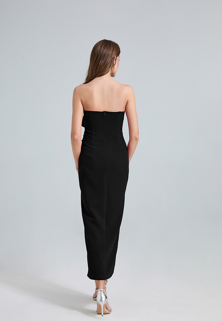 French 3D rose tube top with side slits for dinner party dress CA25021320RD