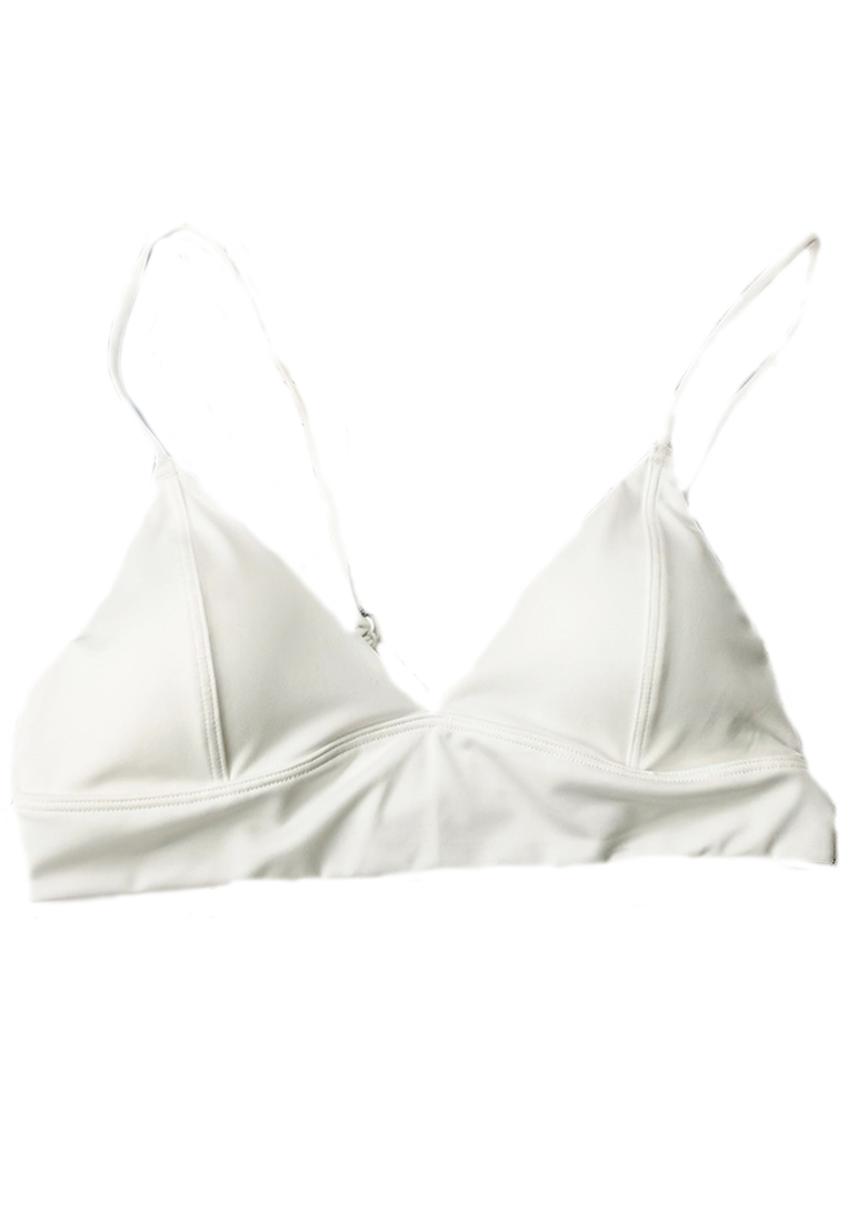 Simple smooth solid color triangle cup wire-free push-up thin bra set CA23050428W