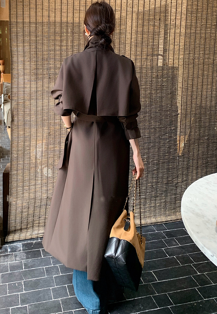 Early Autumn New Arrival Minimalist Fashion Long Trench Coat CA25102428KI
