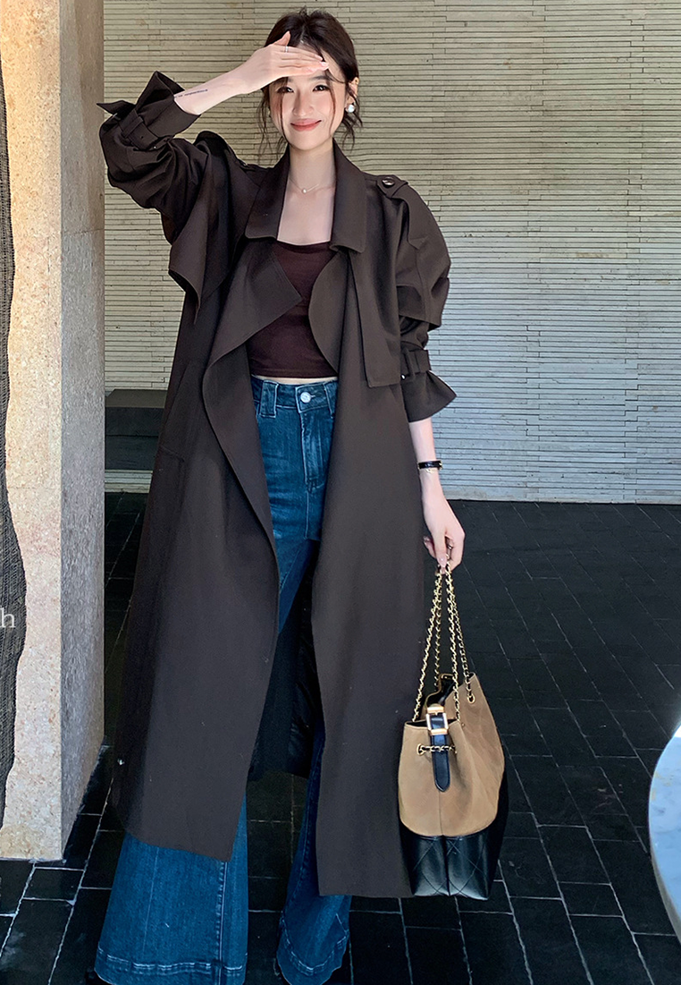 Early Autumn New Arrival Minimalist Fashion Long Trench Coat CA25102428KI