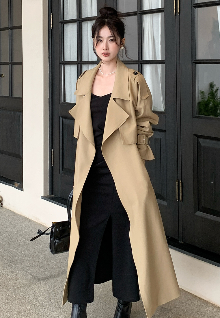 Early Autumn New Arrival Minimalist Fashion Long Trench Coat CA25102428KI