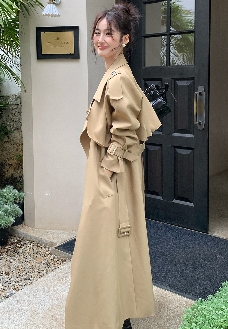 Early Autumn New Arrival Minimalist Fashion Long Trench Coat CA25102428KI