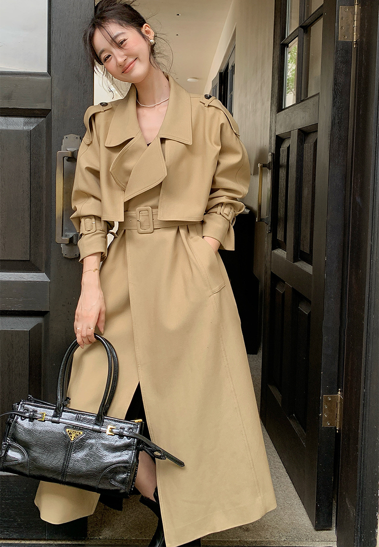 Early Autumn New Arrival Minimalist Fashion Long Trench Coat CA25102428KI