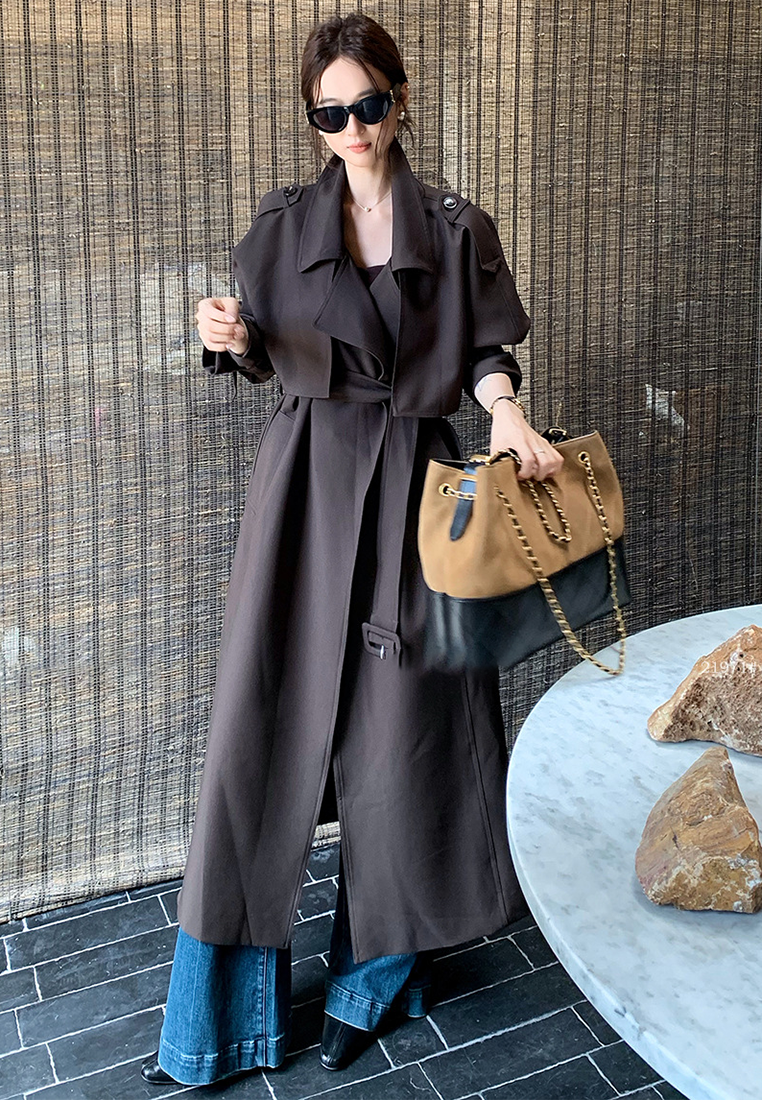 Early Autumn New Arrival Minimalist Fashion Long Trench Coat CA25102428KI