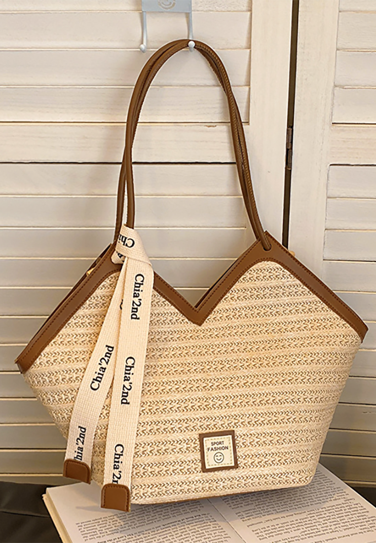 Summer one-shoulder commuter tote bag CA25042328BW