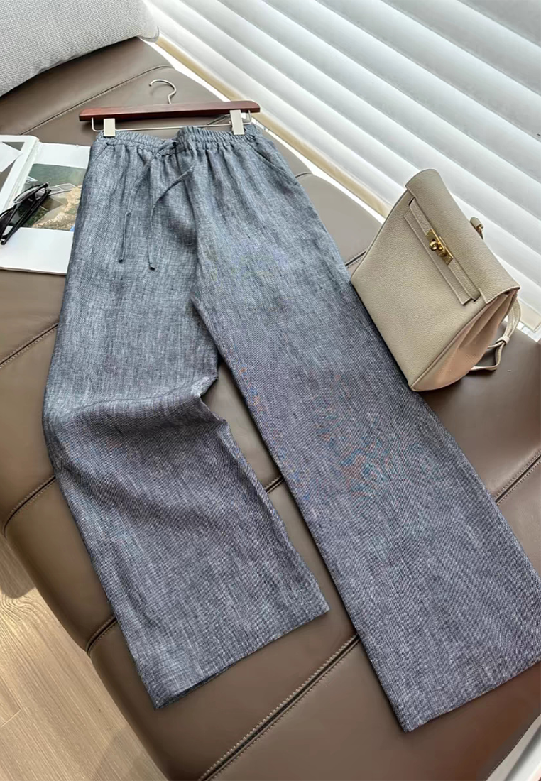 New Imitation Denim Linen Wide Leg Pants CA25061729GY