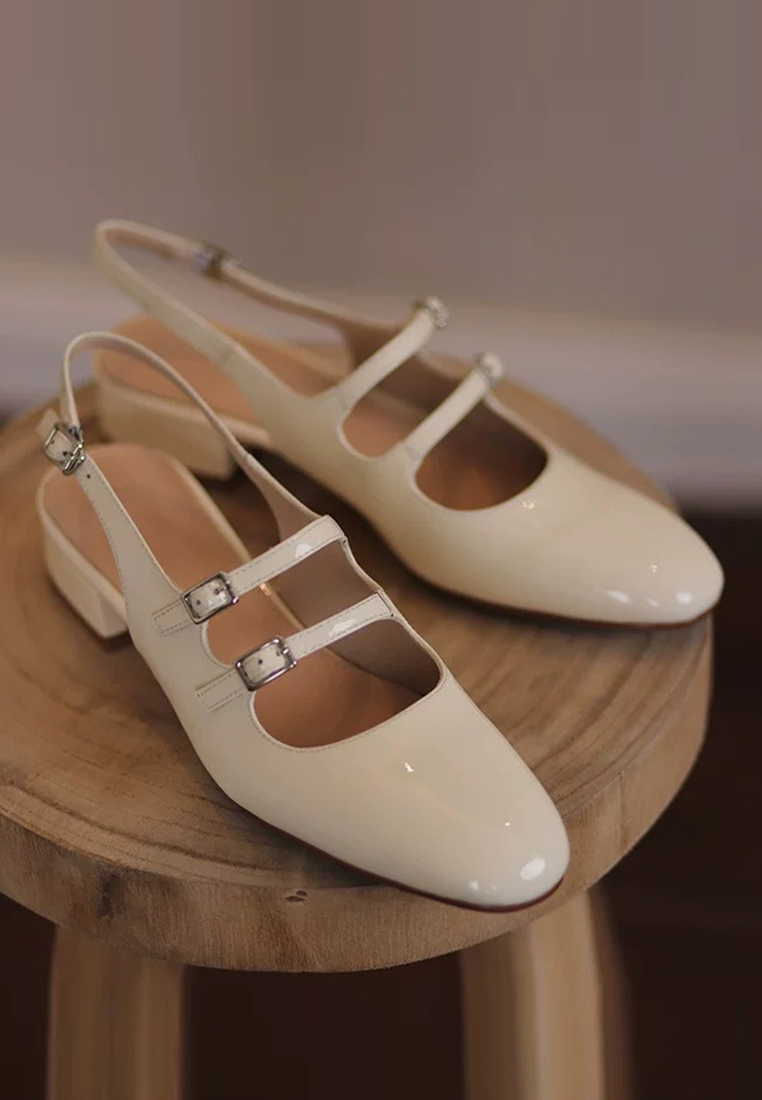 Summer French patent leather thick heel wedding shoes CA225042228RD