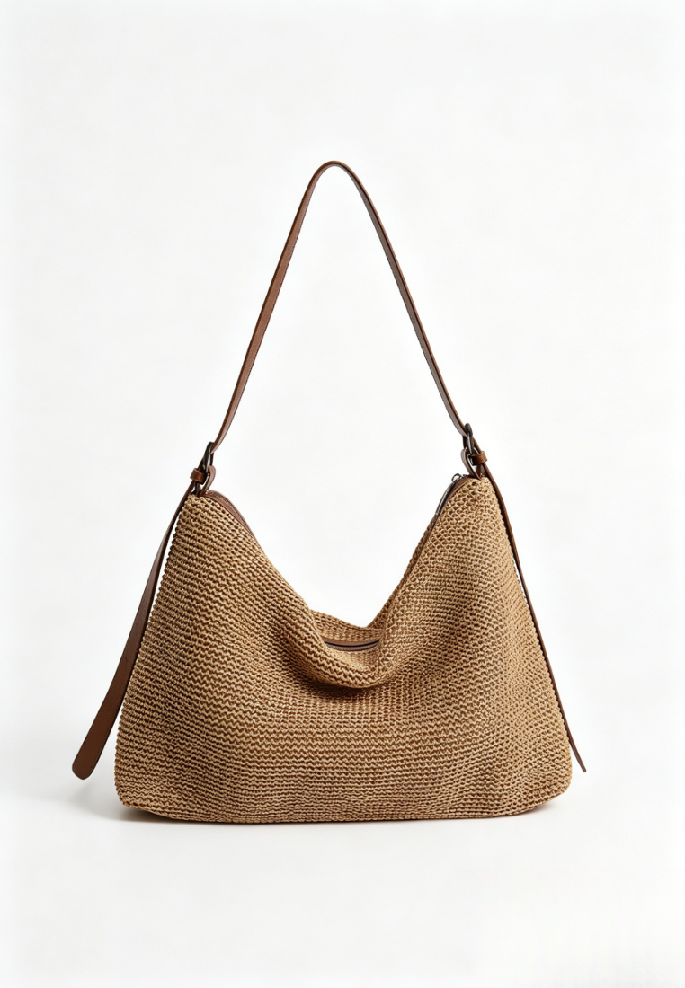 Vacation Style Woven Straw Hobo Shoulder Bag K26051910