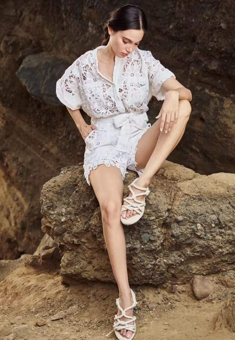 2024 Summer New Stand up Neck Waist Short Dress CA24032628W