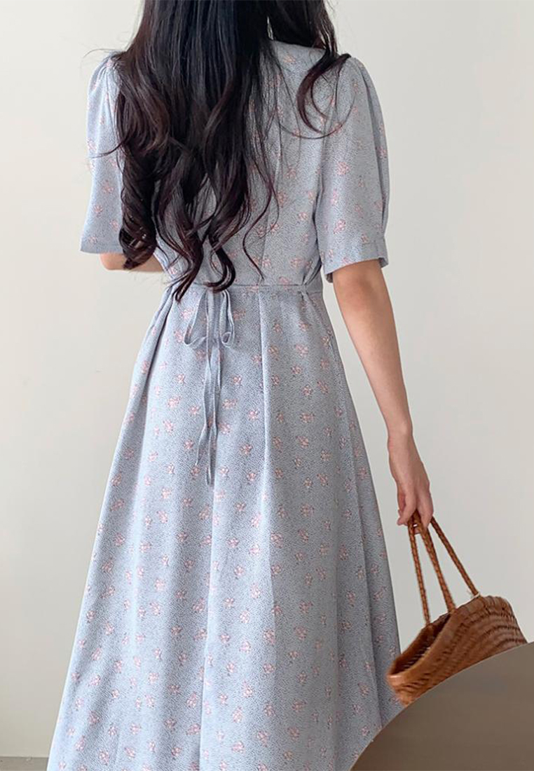 2024 floral temperament gentle V-neck waist up dress CA24041028BL