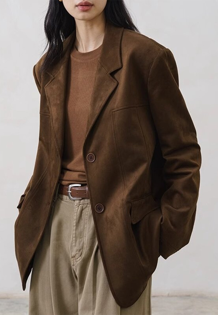 New retro casual solid color suit CA241128128BW