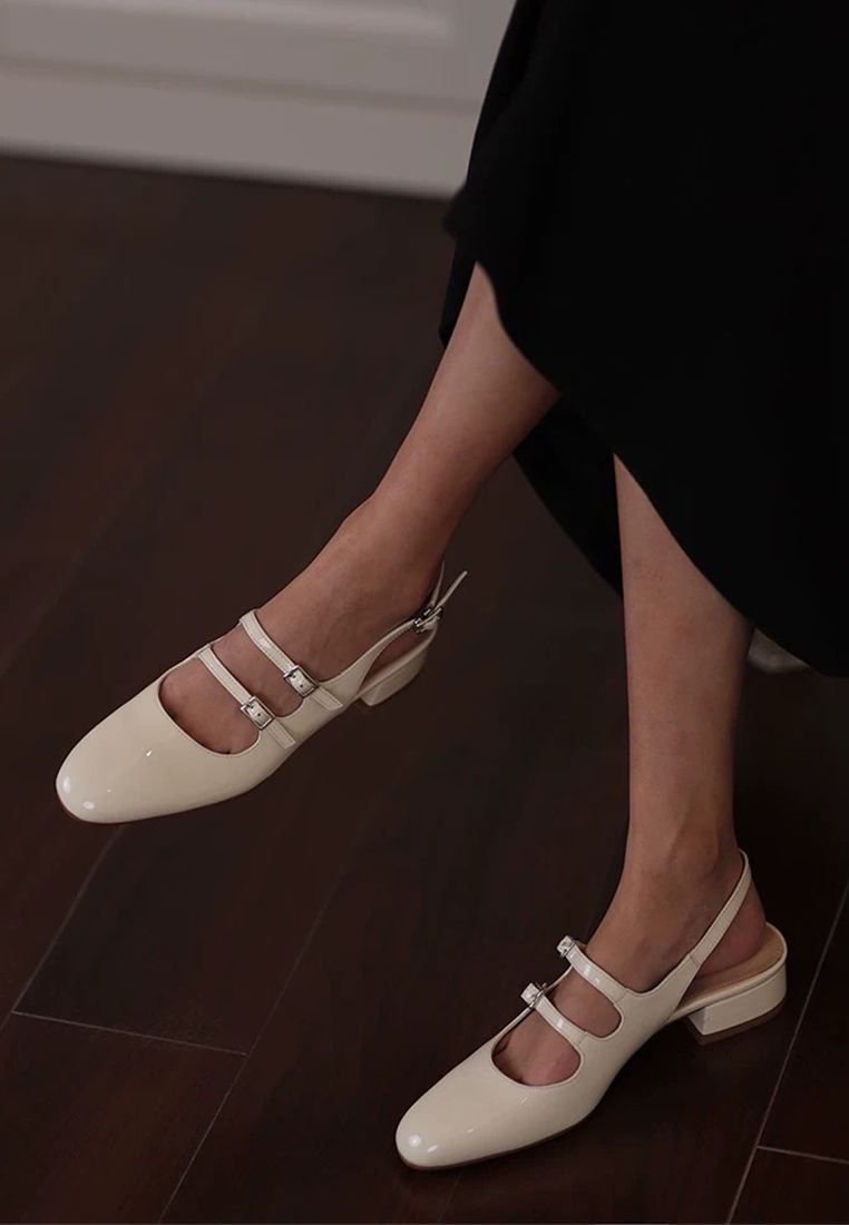 Summer French patent leather thick heel wedding shoes CA225042228RD