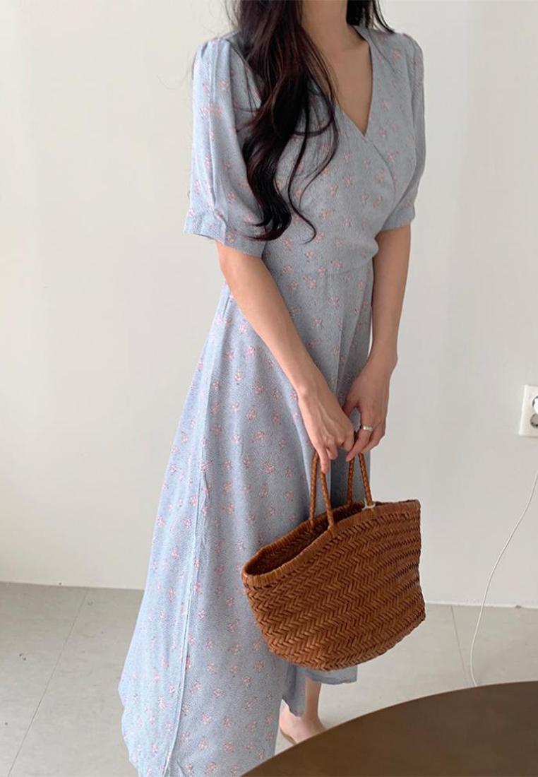 2024 floral temperament gentle V-neck waist up dress CA24041028BL