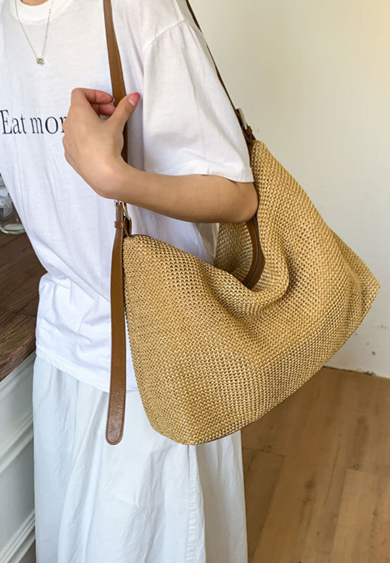 Vacation Style Woven Straw Hobo Shoulder Bag K26051910