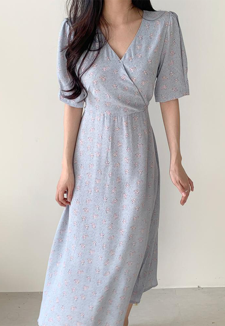 2024 floral temperament gentle V-neck waist up dress CA24041028BL