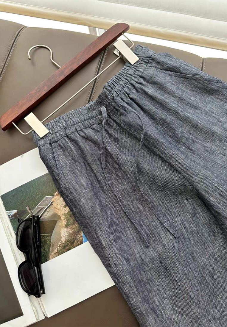 New Imitation Denim Linen Wide Leg Pants CA25061729GY