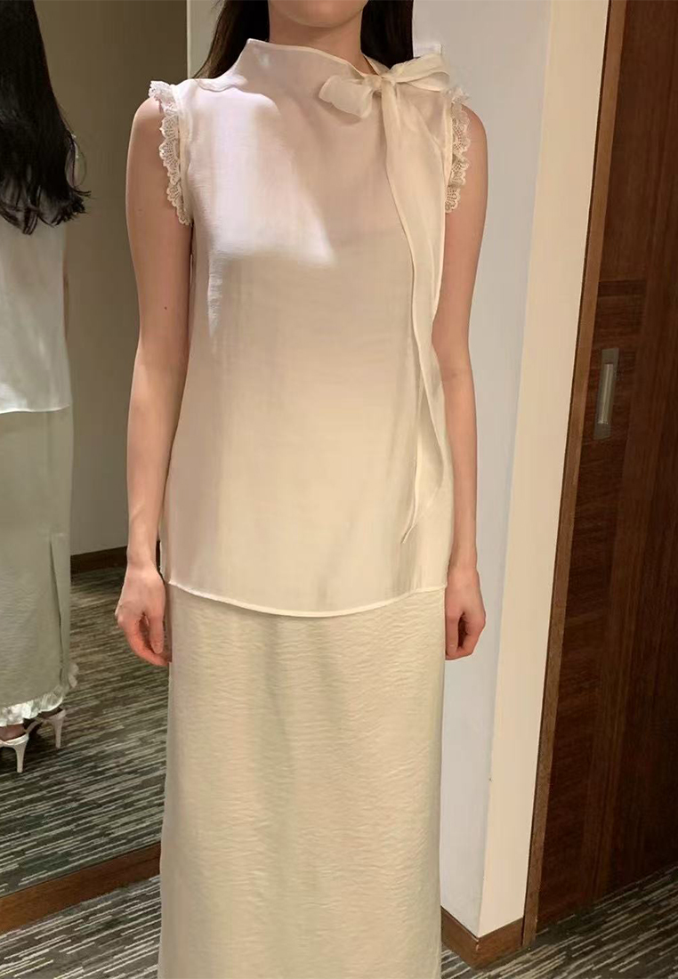 New Style Temperament Lace Bowknot Sleeveless Top CA25060328W